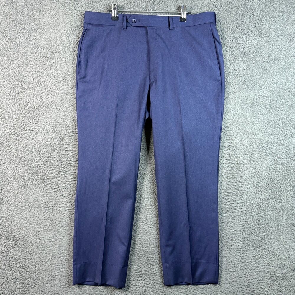 Paul Stuart Pants Mens 36x28 Blue Straight Fit Dress Slacks Wool Formal